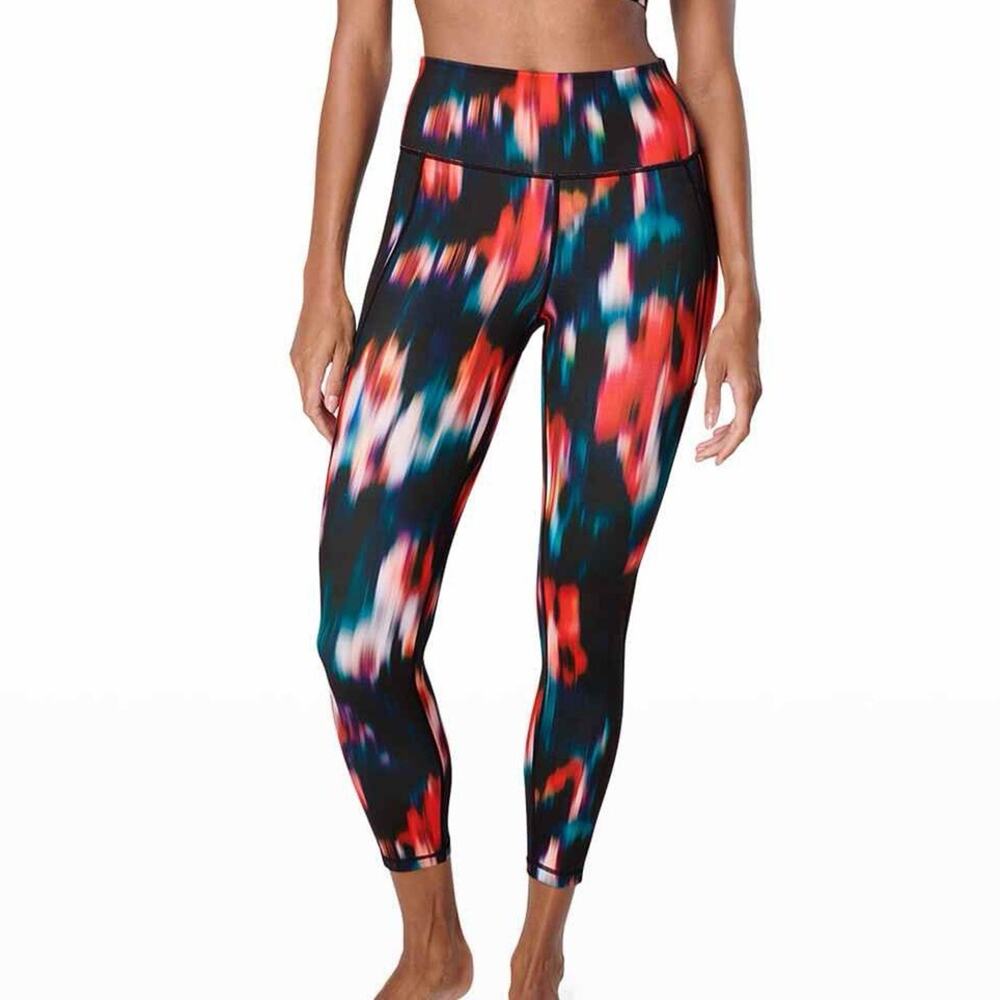 Sweaty Betty Super Sculpt Pocket 7/8 Leggings Red Blur Flow Placeme Large